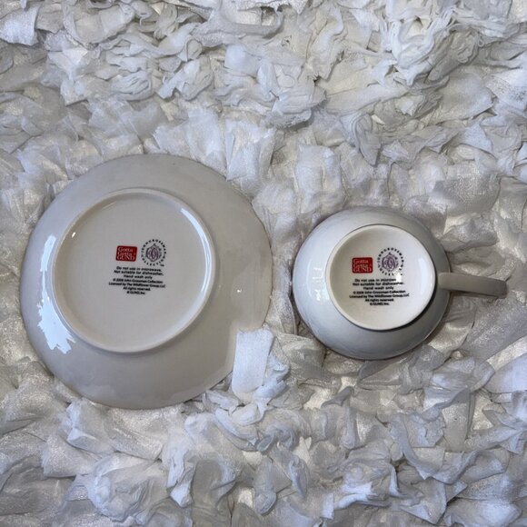 John Grossman Collection 2008 Christmas Bells Teacup Tea saucer Gund red white - Picture 12 of 13